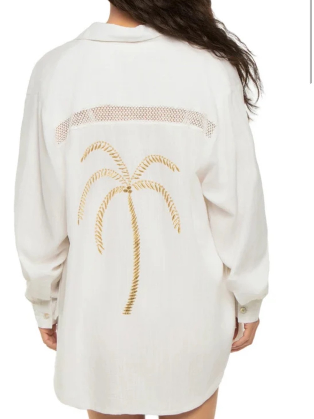 Surf Gypsy White & Gold Palm-Print Shirt size Large